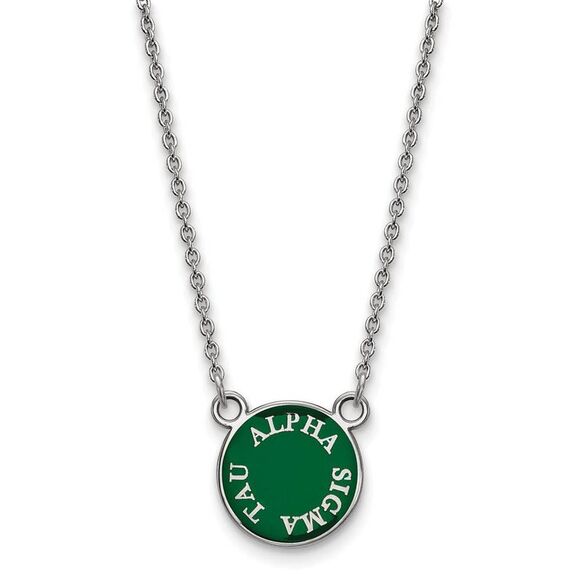 Sterling Silver Alpha Sigma Tau XS (Tiny) Enamel Necklace - Picture 1 of 5